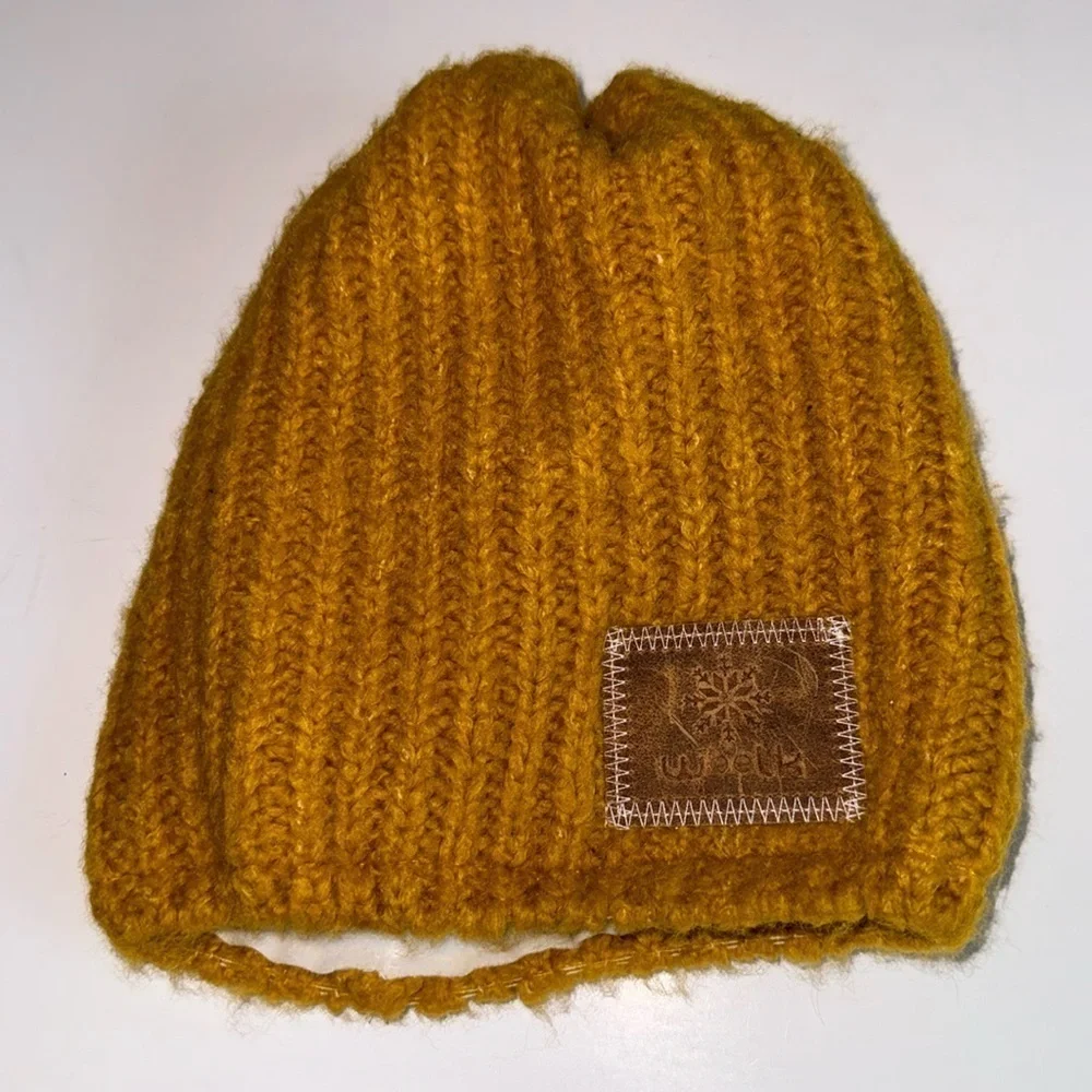 Woolk mustard, yellow Knit women’s Winter Hat